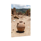 Rustieke terracotta bloempotwoestijnposter - opgerolde fotoafdruk