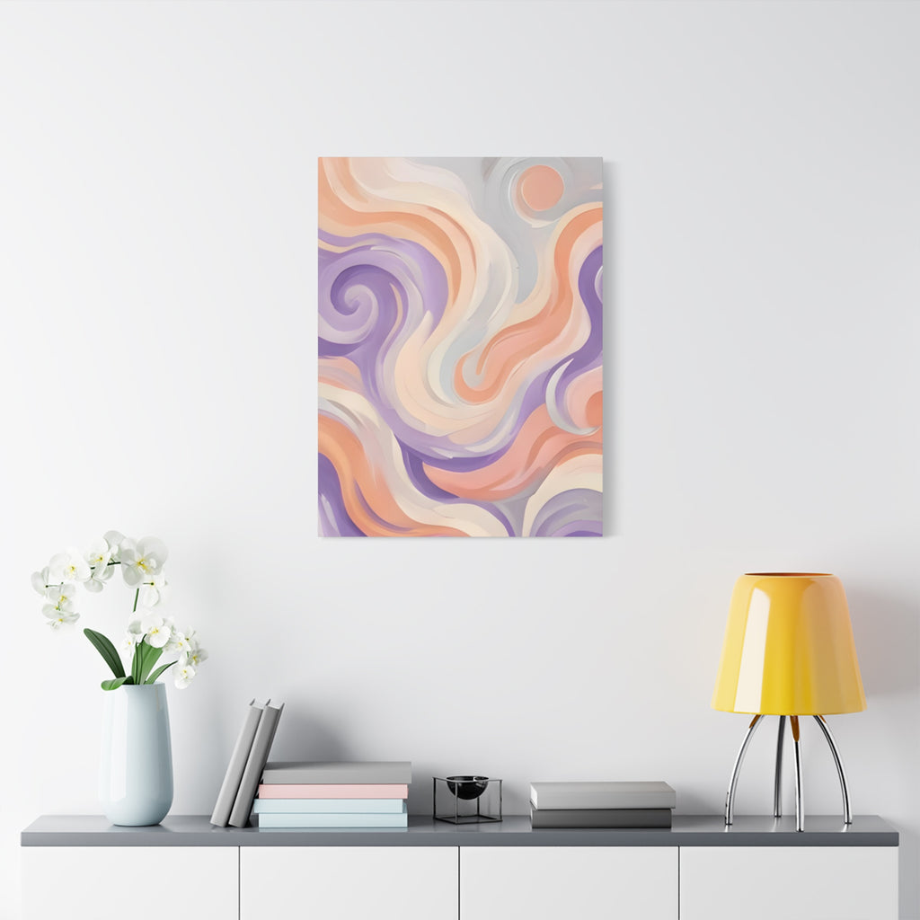 Abstract Swirl Matte Canvas Wall Art - Pastel Waves Stretched Print