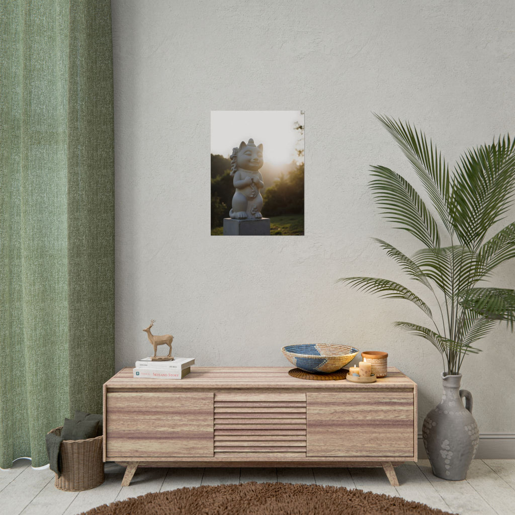 Zonovergoten gelukskat muurdecoratie - Poster 