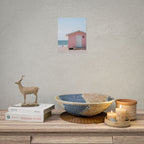Roze strandhuisje als muurdecoratie - Poster 