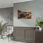 Vintage Mustang Sonnenuntergang Wandbild – Klassisches Muscle-Car – Poster 