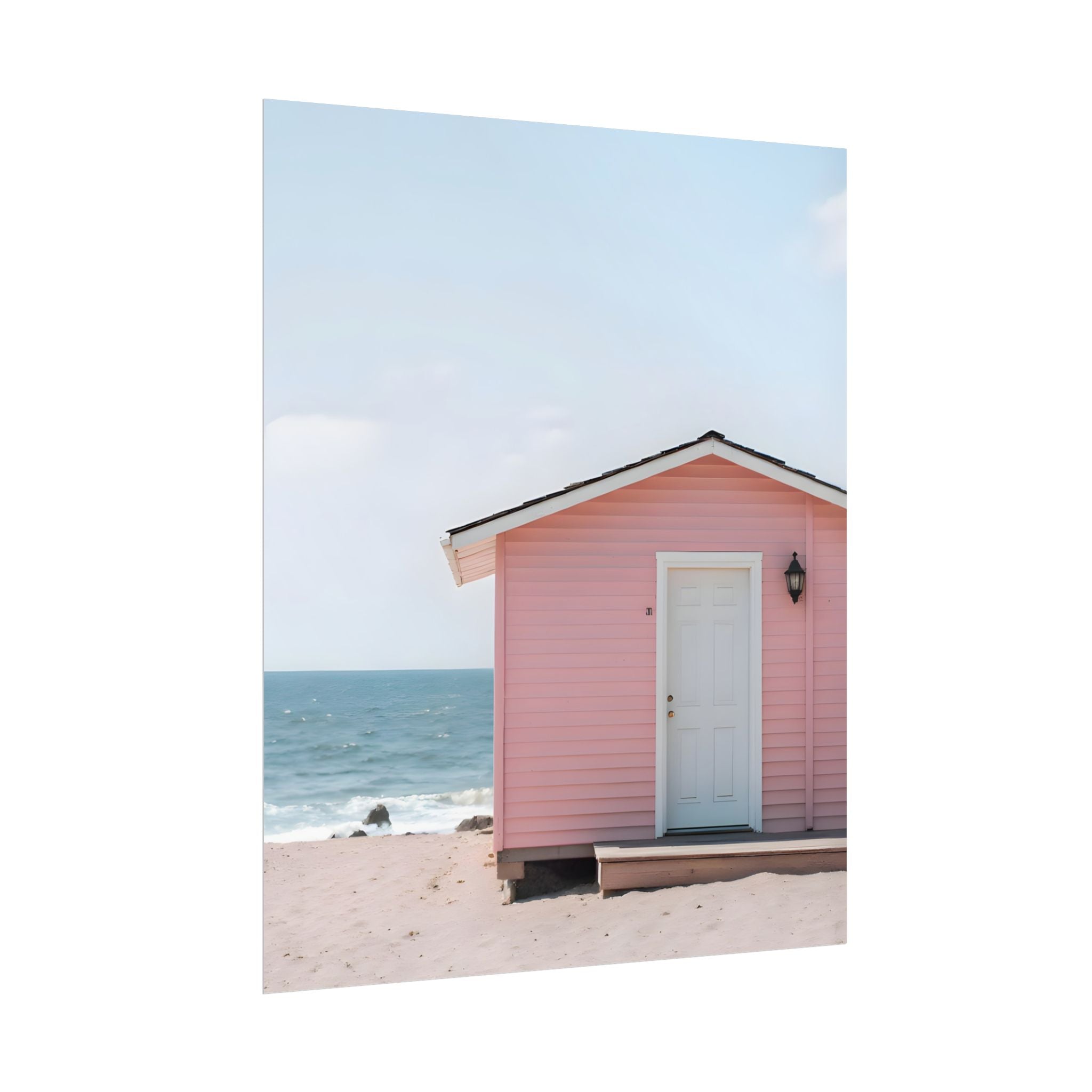 Pink Beach Cottage  Wall Art - Poster