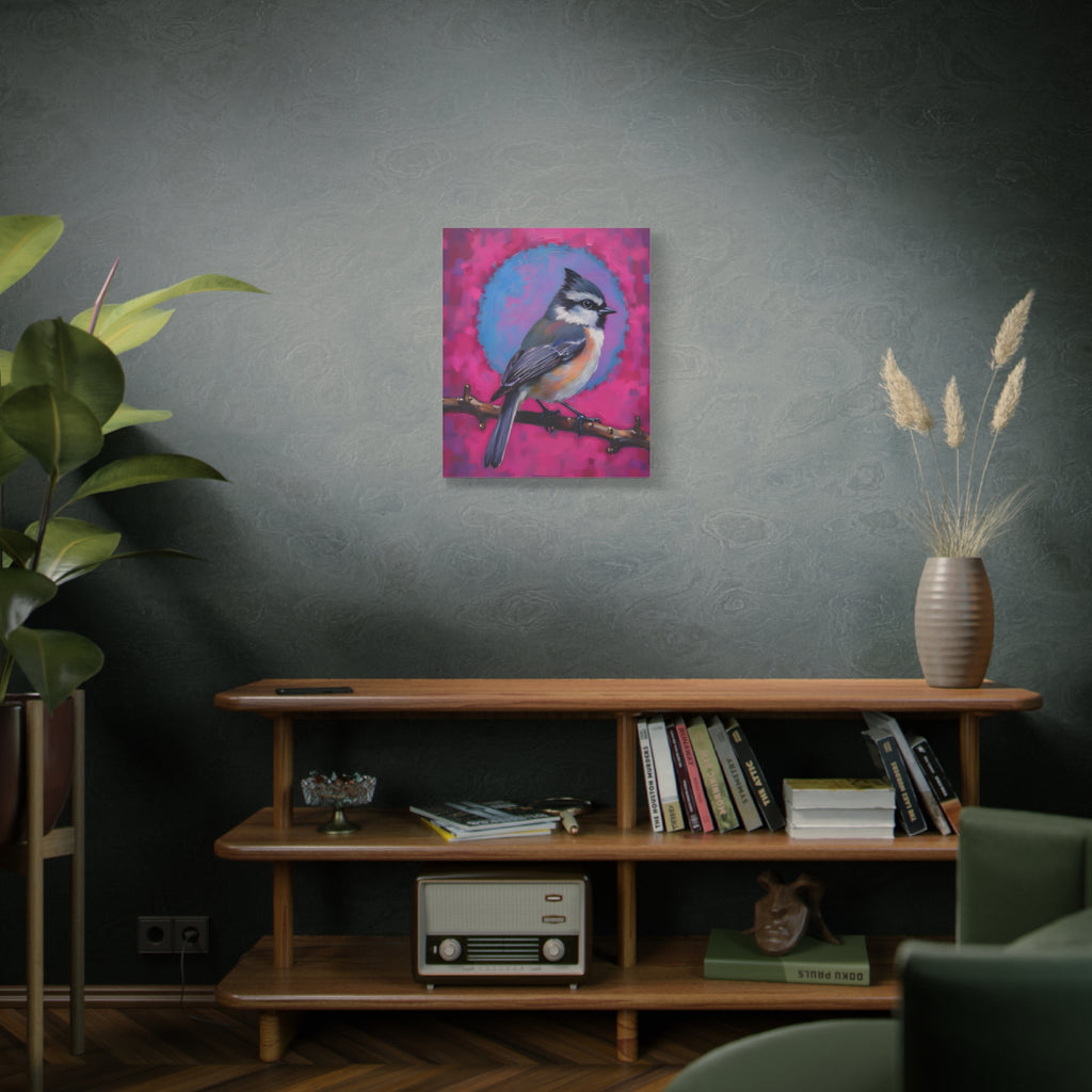 Colorful Chickadee Bird Canvas Wall Art - Matte Stretched Canvas