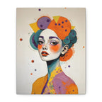 Colorful Portrait Art Canvas - Abstract Geisha Woman Matte Stretched Canvas