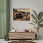 Vintage Mustang Sonnenuntergang Wandbild – Klassisches Muscle-Car – Poster 
