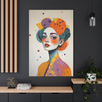 Colorful Portrait Art Canvas - Abstract Geisha Woman Matte Stretched Canvas