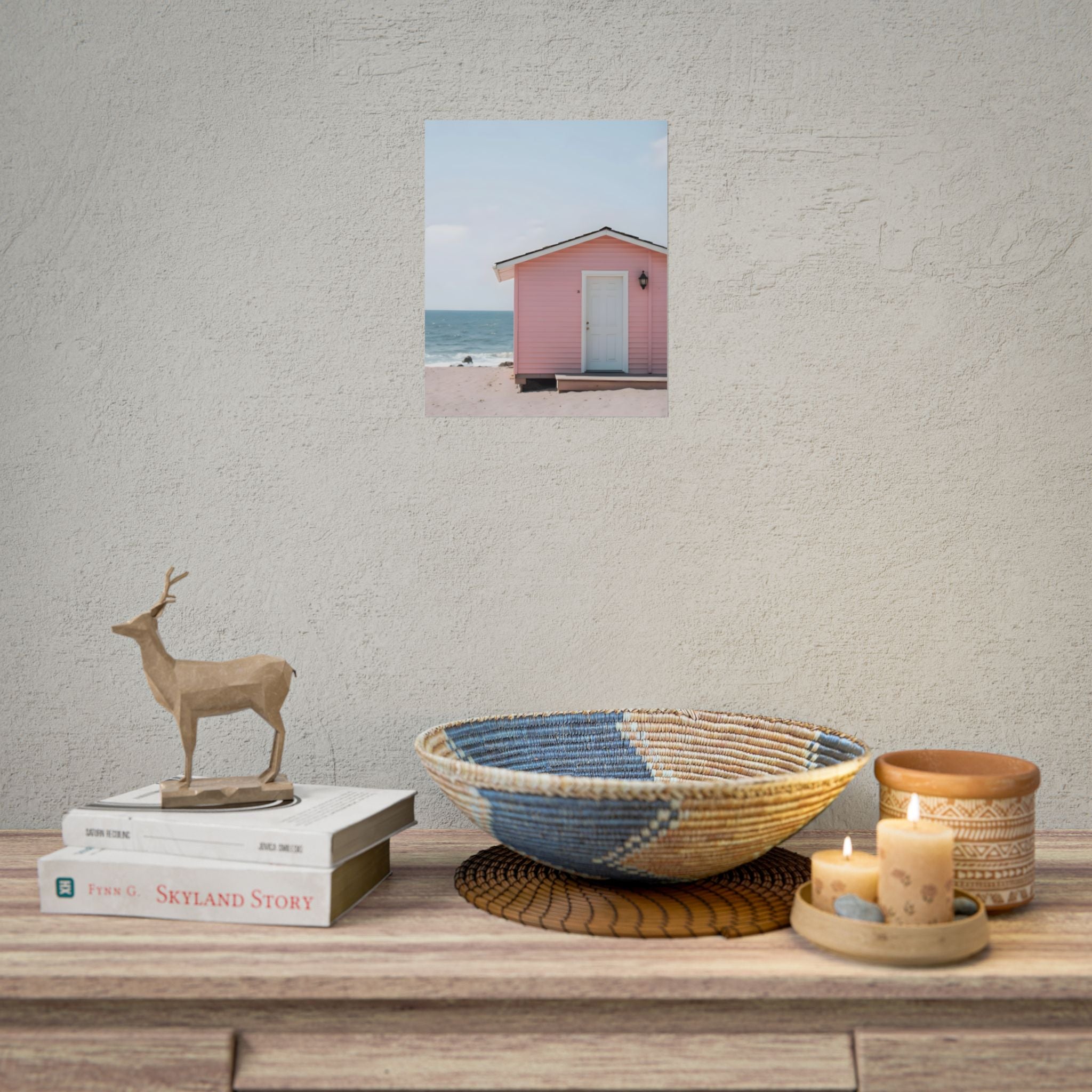Pink Beach Cottage  Wall Art - Poster