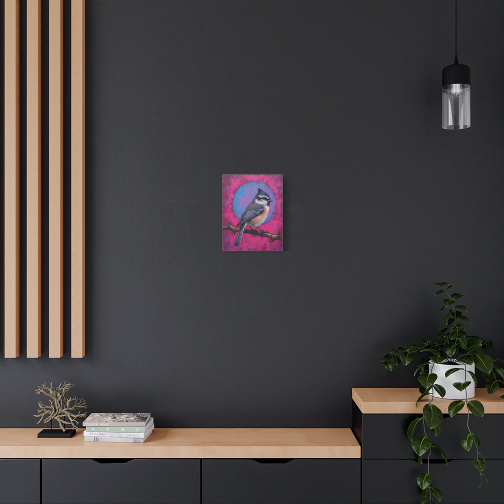 Colorful Chickadee Bird Canvas Wall Art - Matte Stretched Canvas