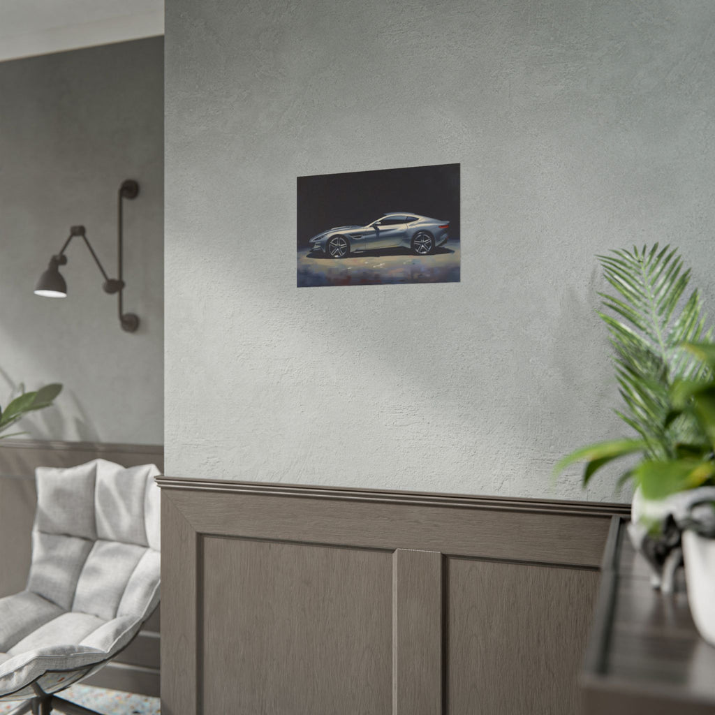 Sports Car Poster - Silver GT Automotive Art Print (Rolled Poster)