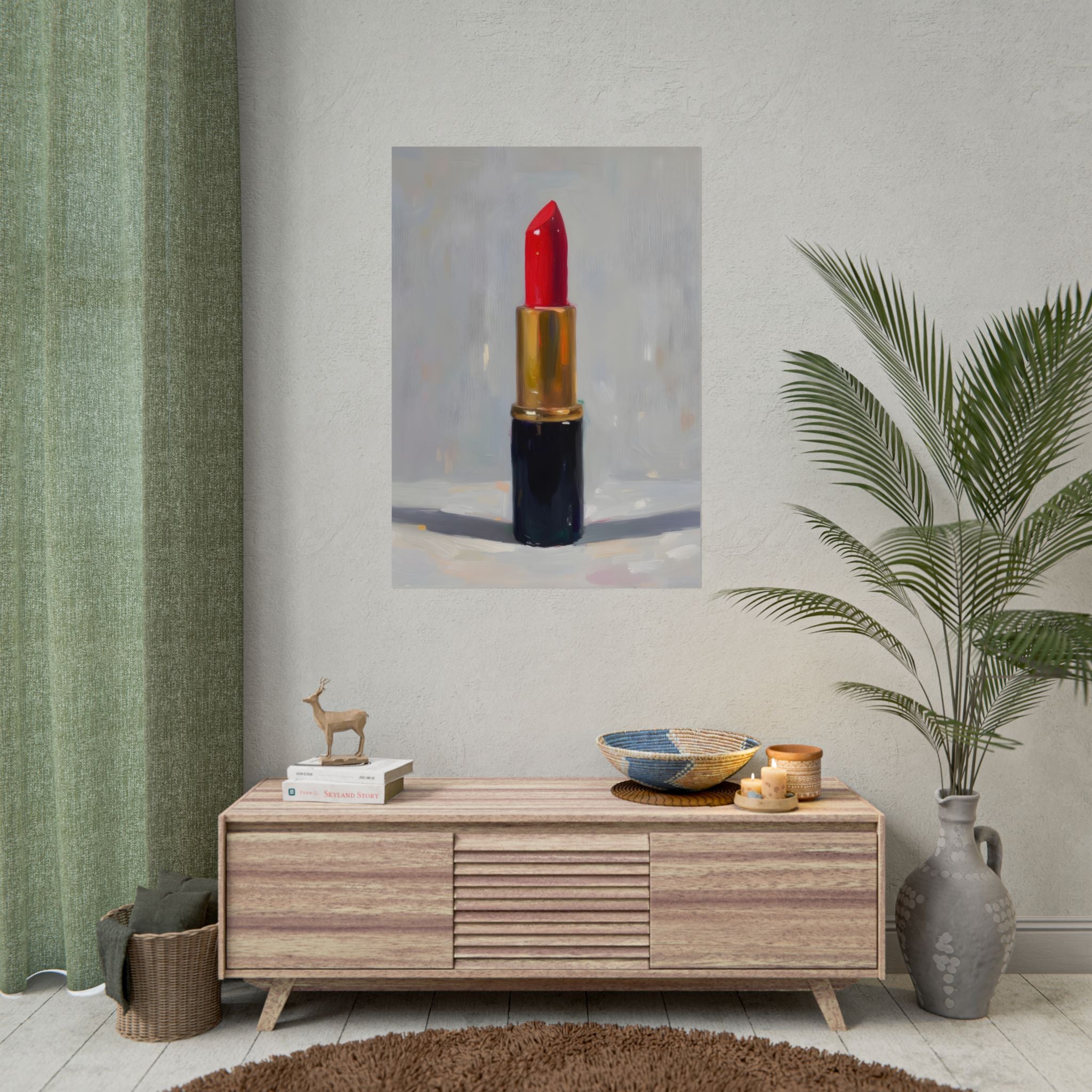 Lipstick Art Poster — Red Lipstick Still Life Rolled Poster