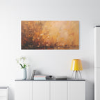 Abstracte muurdecoratie met gouden weidemotief - opgespannen canvas 