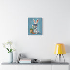 Blue Bunny Canvas Print — Cute Rabbit with Sunglasses & Ice Cream Matte Wall Art