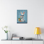Blue Bunny Canvas Print — Cute Rabbit with Sunglasses & Ice Cream Matte Wall Art
