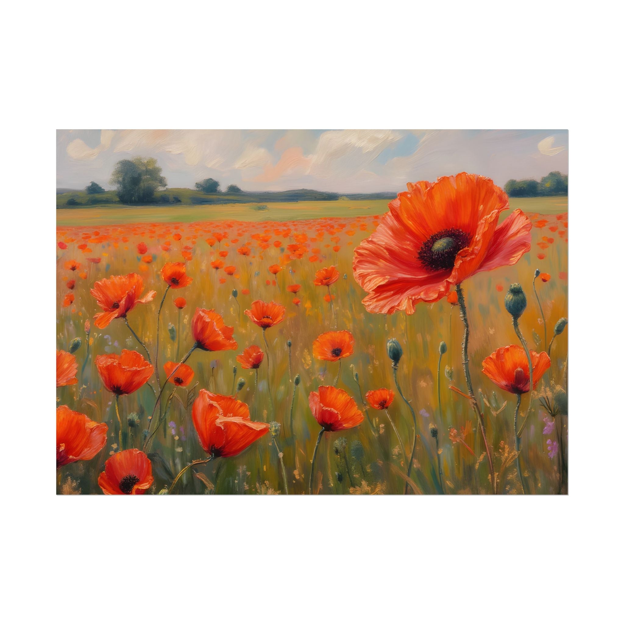 Poppy Field Art Poster - Rolled Floral Wall Print for Home & Office