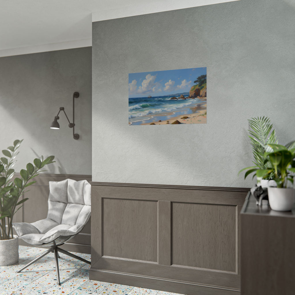 Coastal Seascape Poster - Rolled Beach Print, Ocean Waves Wall Art