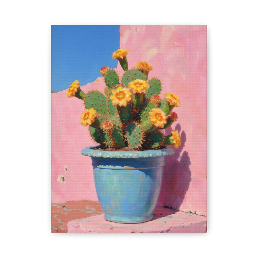 Cactus Roze Muurdecoratie - Gespannen Canvas 