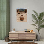 Rustieke terracotta bloempotwoestijnposter - opgerolde fotoafdruk