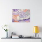 Abstract Swirl Canvas Art – Lavender & Peach Matte Stretched Canvas