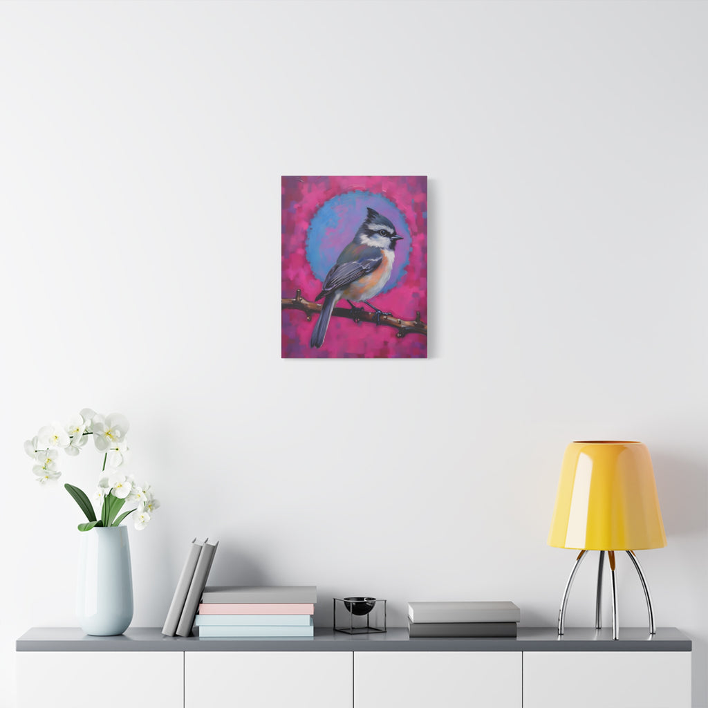 Colorful Chickadee Bird Canvas Wall Art - Matte Stretched Canvas
