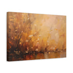 Abstracte muurdecoratie met gouden weidemotief - opgespannen canvas 