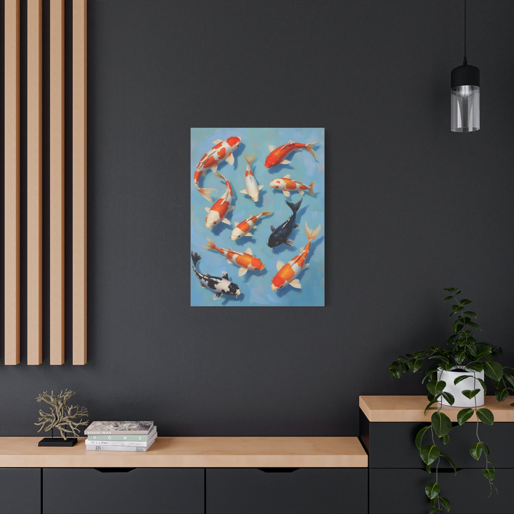 Koi Pond Canvas Art - Stretched Matte Fish Wall Decor