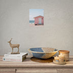 Roze strandhuisje als muurdecoratie - Poster 