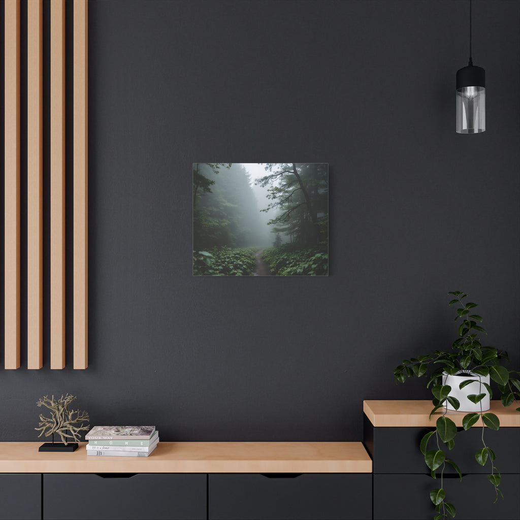 Misty Forest Path  Stretched Wall Art - Canvas Print
