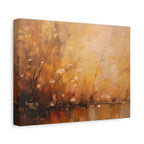 Abstracte muurdecoratie met gouden weidemotief - opgespannen canvas 