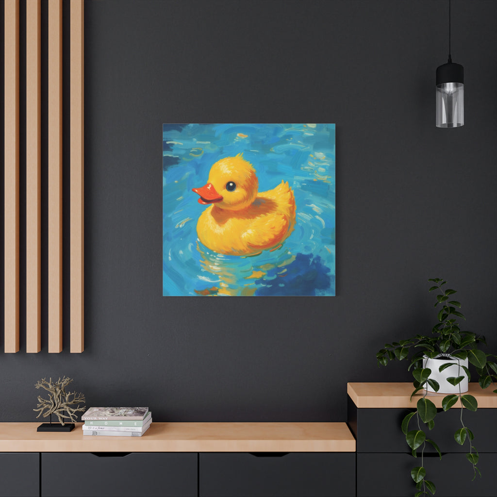 Rubber Duck Painting Canvas — Bright Yellow Nursery Wall Art