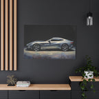 Silver Sports Car Matte Canvas Print — Modern Automotive Wall Art