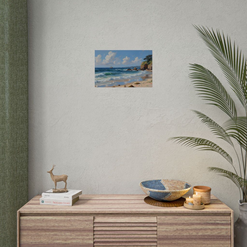 Coastal Seascape Poster - Rolled Beach Print, Ocean Waves Wall Art