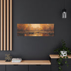 Herfst aan het meer met roeiboten Muurdecoratie - Gespannen canvas 