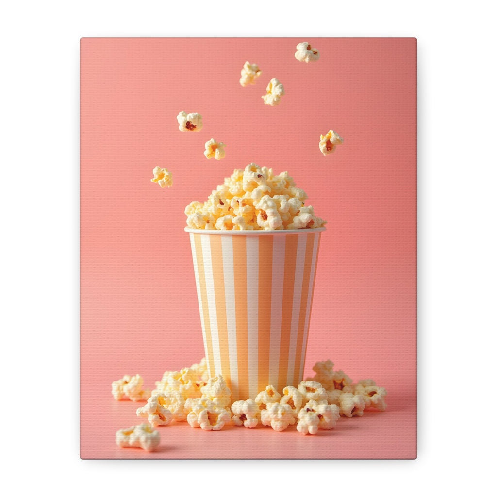 Popcorn met een roze achtergrond Muurdecoratie - Gespannen canvas 