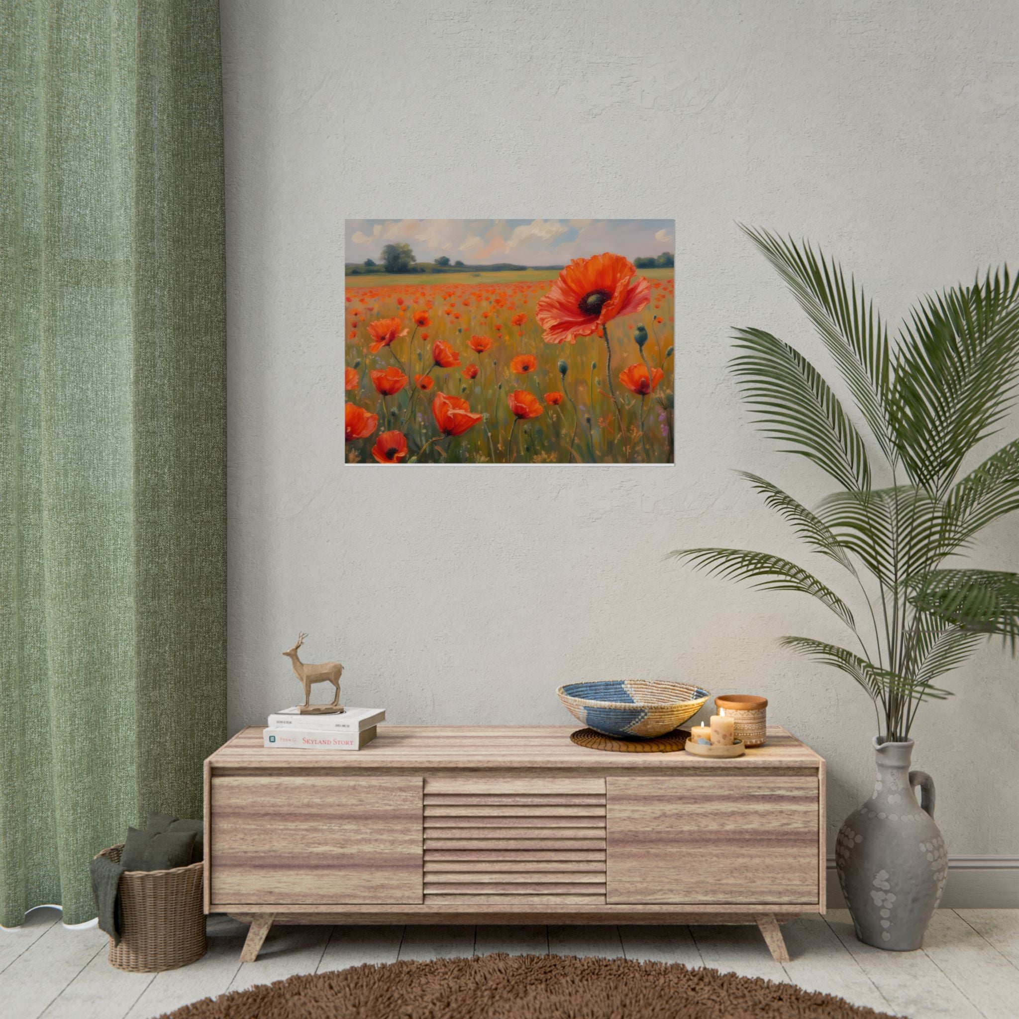 Poppy Field Art Poster - Rolled Floral Wall Print for Home & Office