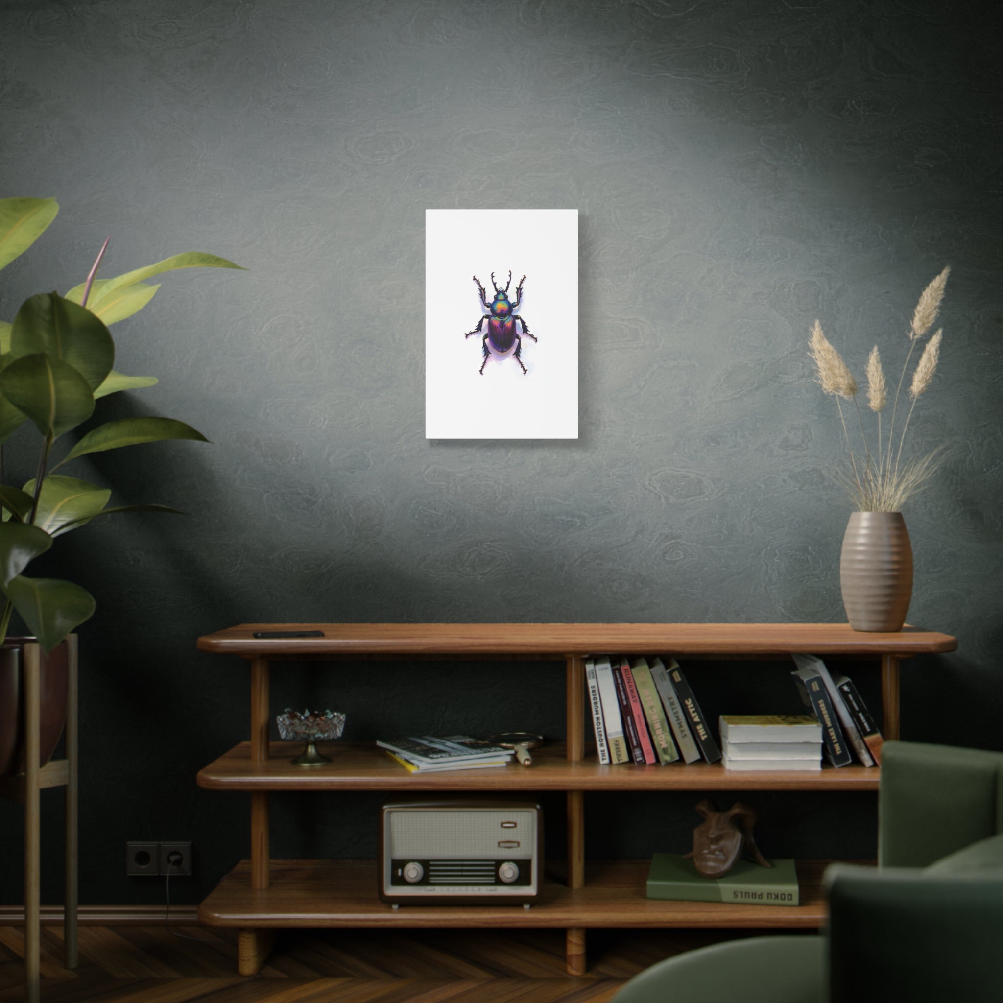 Iriserende kever muurdecoratie – opgespannen canvas 