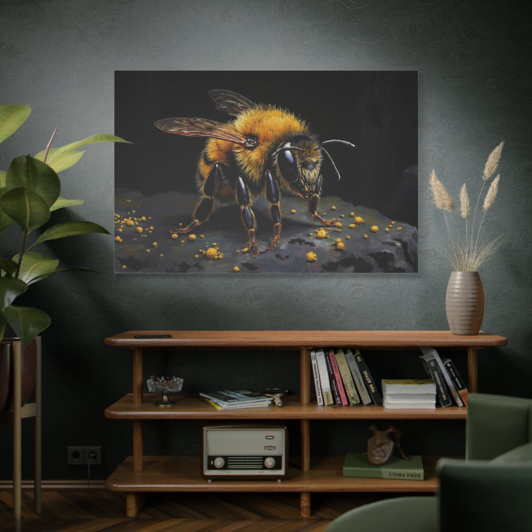 Bumblebee Canvas Print — Realistic Bee Wall Art on Matte Stretched Canvas