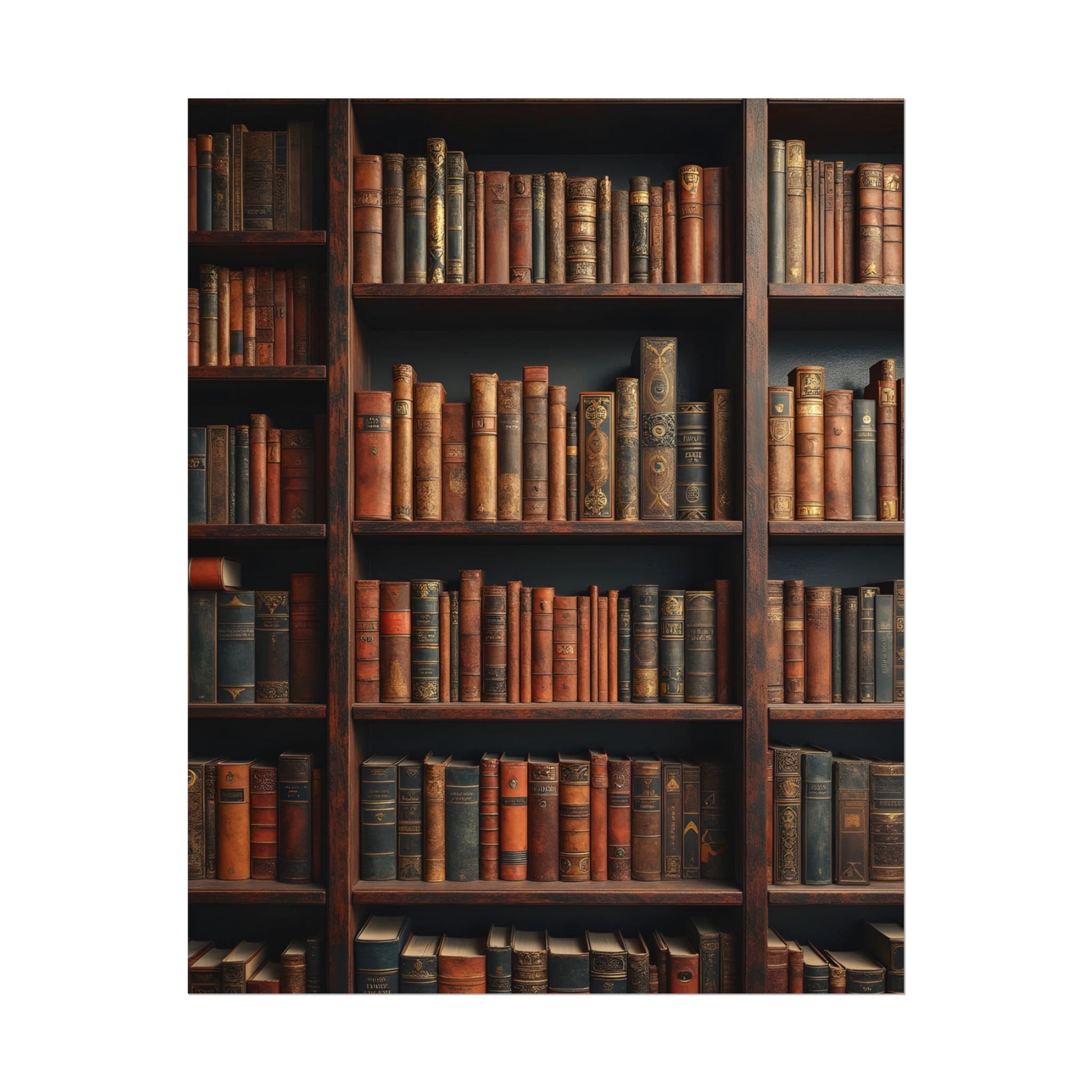 Vintage Library Bookshelf Rolled Poster - Antique Bookshop Wall Art