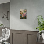 Wandbild mit Schmetterling auf rosa Rose - Poster 