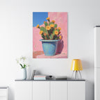 Cactus Roze Muurdecoratie - Gespannen Canvas 