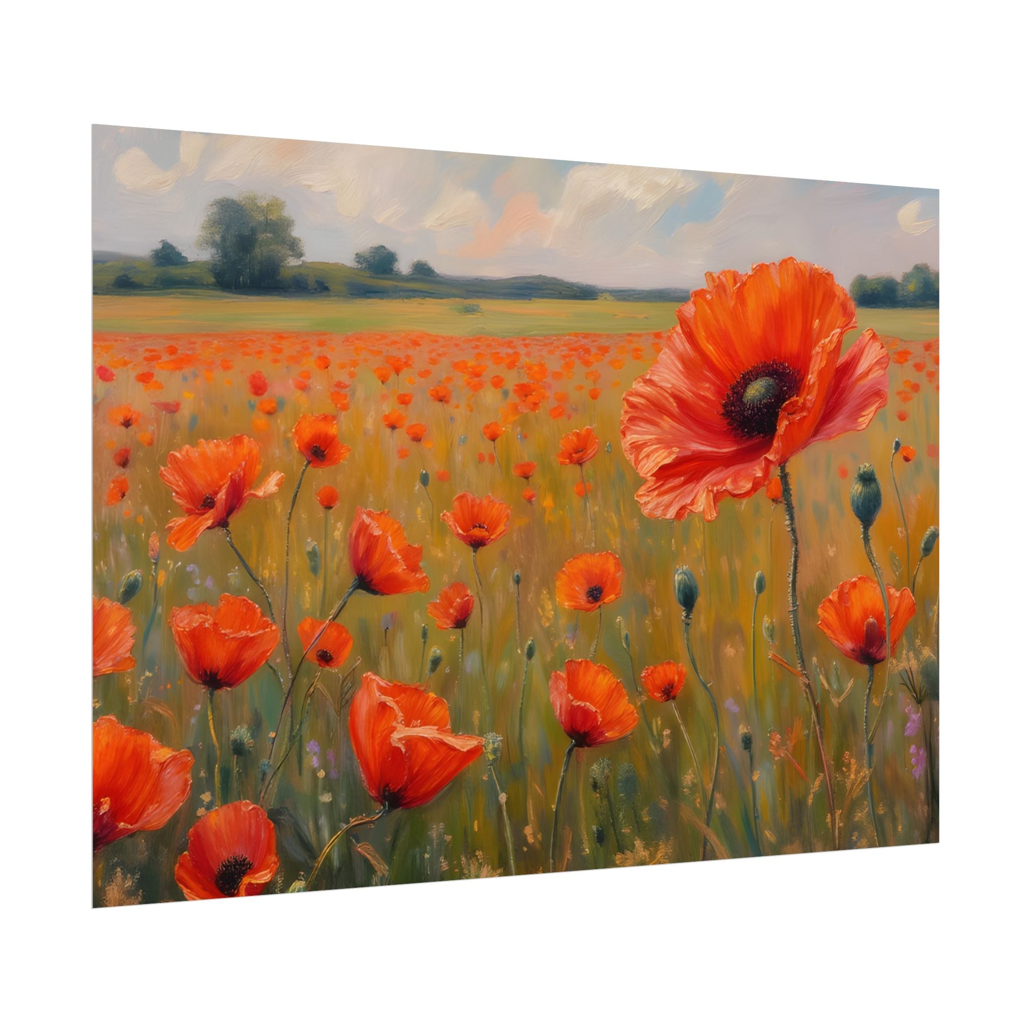 Poppy Field Art Poster - Rolled Floral Wall Print for Home & Office