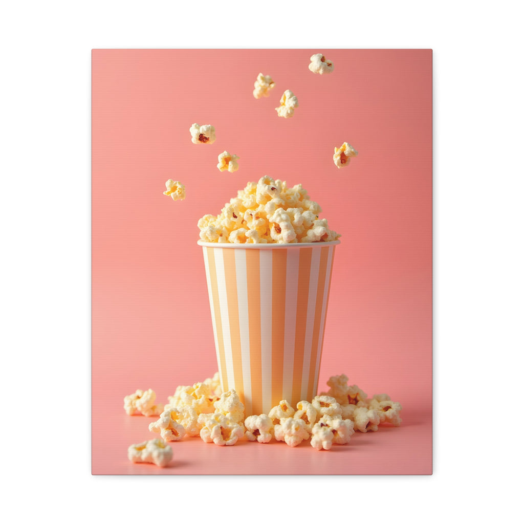 Popcorn met een roze achtergrond Muurdecoratie - Gespannen canvas 