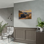 Vintage Mustang Sonnenuntergang Wandbild – Klassisches Muscle-Car – Poster 