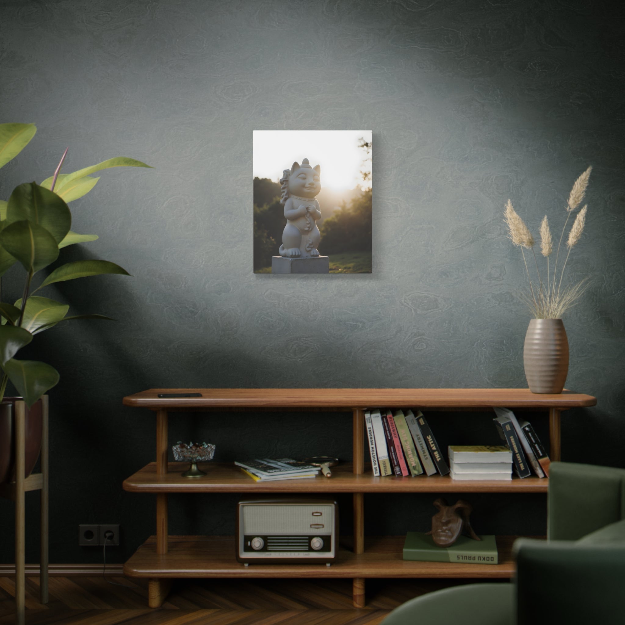 Sunlit Lucky Cat Wall Art - Stretched Canvas