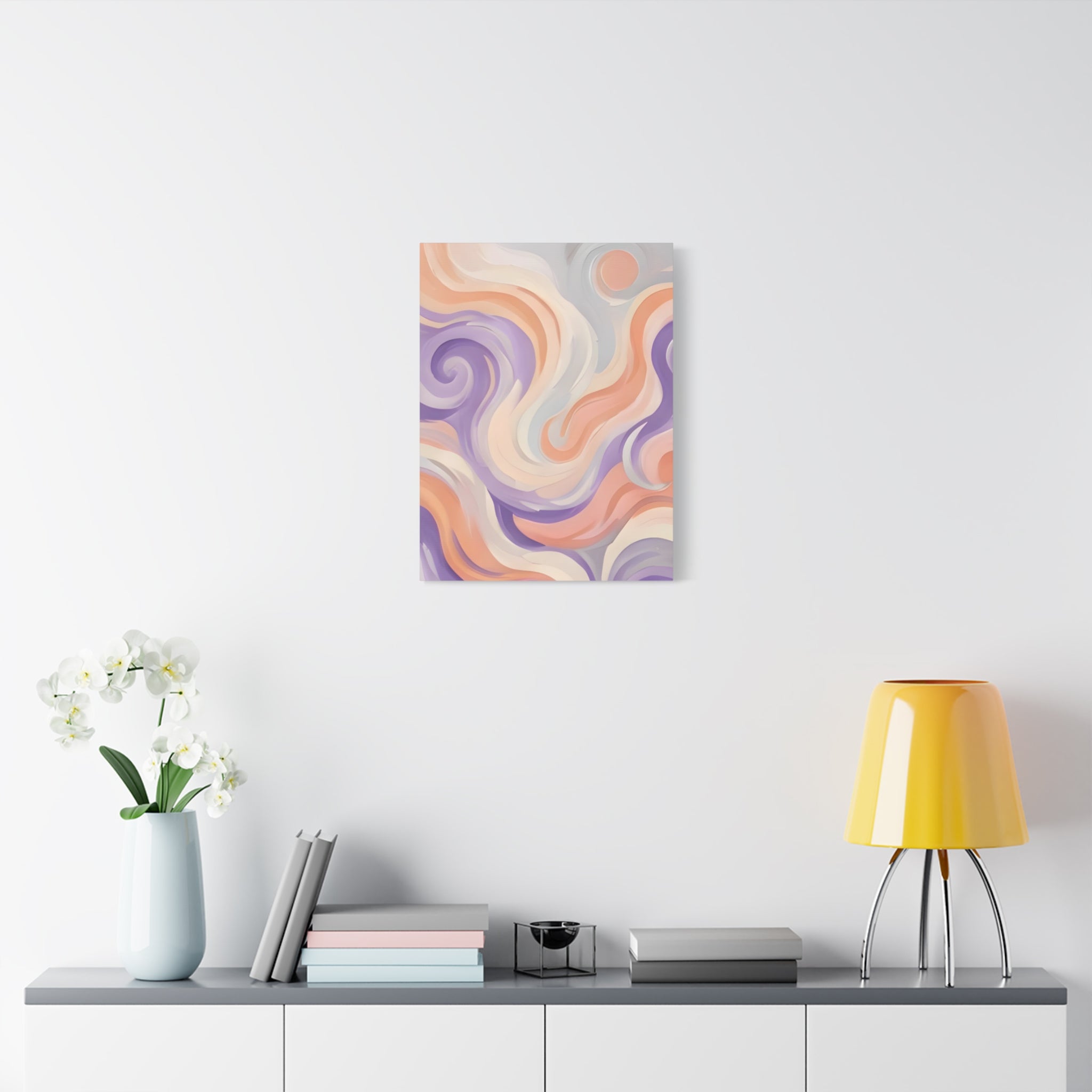 Abstract Swirl Matte Canvas Wall Art - Pastel Waves Stretched Print