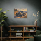 Vintage Mustang Sonnenuntergangs-Wandbild – Klassisches Muscle-Car – Leinwand 