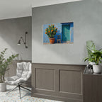 Cactus Courtyard Rolled Poster — Turquoise Door Desert Wall Art