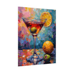 Buntes Martiniglas mit Zitrone und Olive – Wandbild/Poster 
