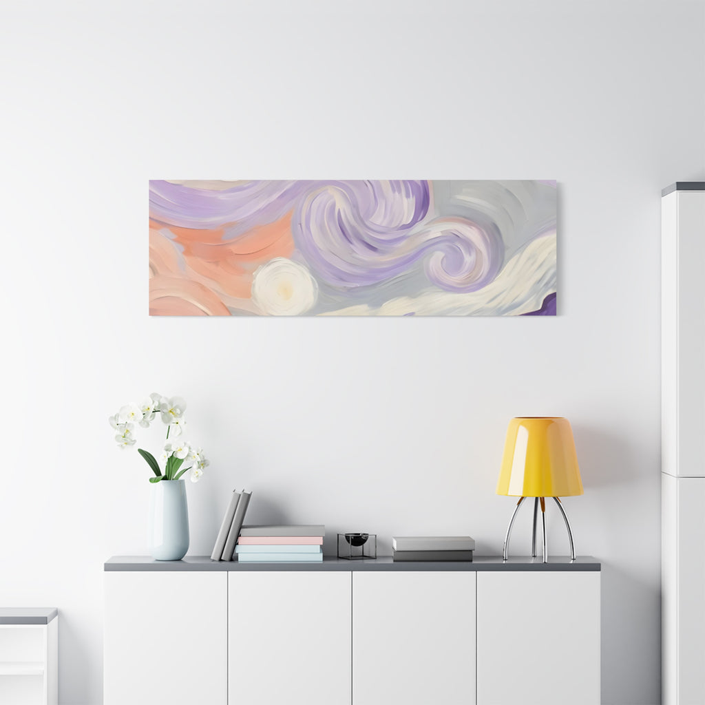 Abstract Swirl Canvas Art – Lavender & Peach Matte Stretched Canvas