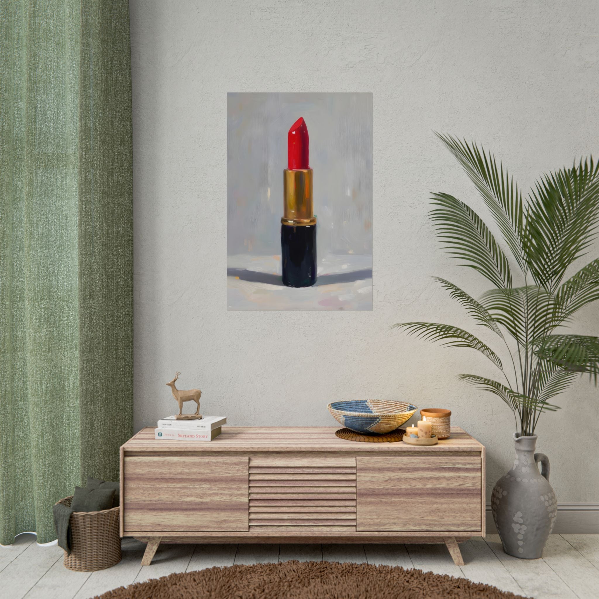 Lipstick Art Poster — Red Lipstick Still Life Rolled Poster