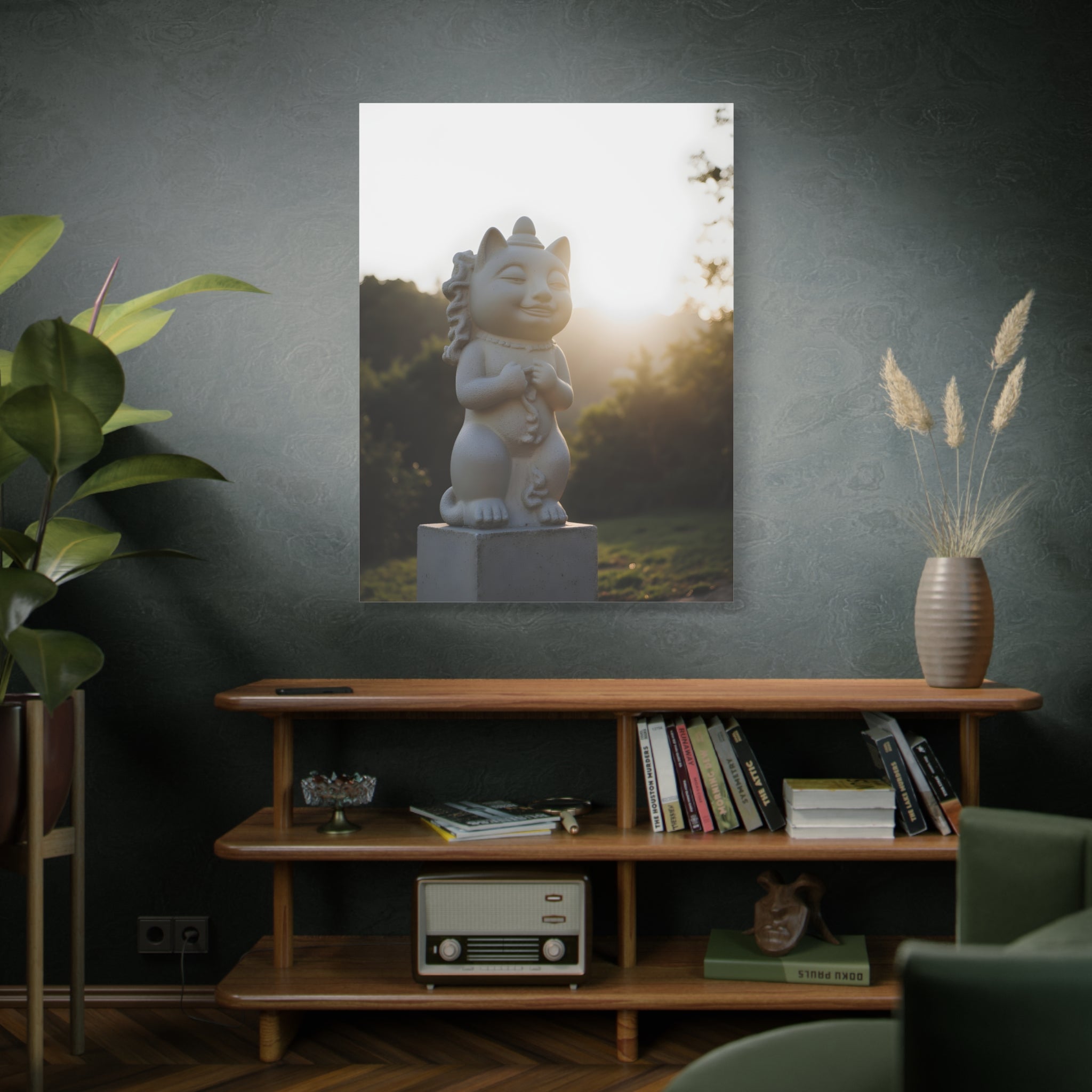 Sunlit Lucky Cat Wall Art - Stretched Canvas